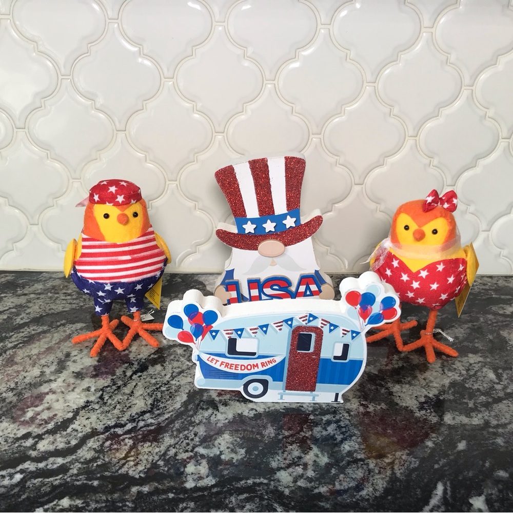 Target 2022 Sun Squad Drummer & Star Bird July 4th. Decor 4pc. NWT